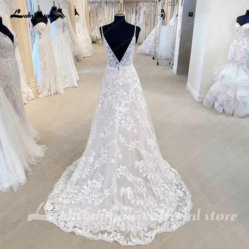 Roycebridal Lace Wedding Dress For Women Boho Style 2025 Sexy A Line Beach Bridal Gowns Spaghetti Straps Party Gowns