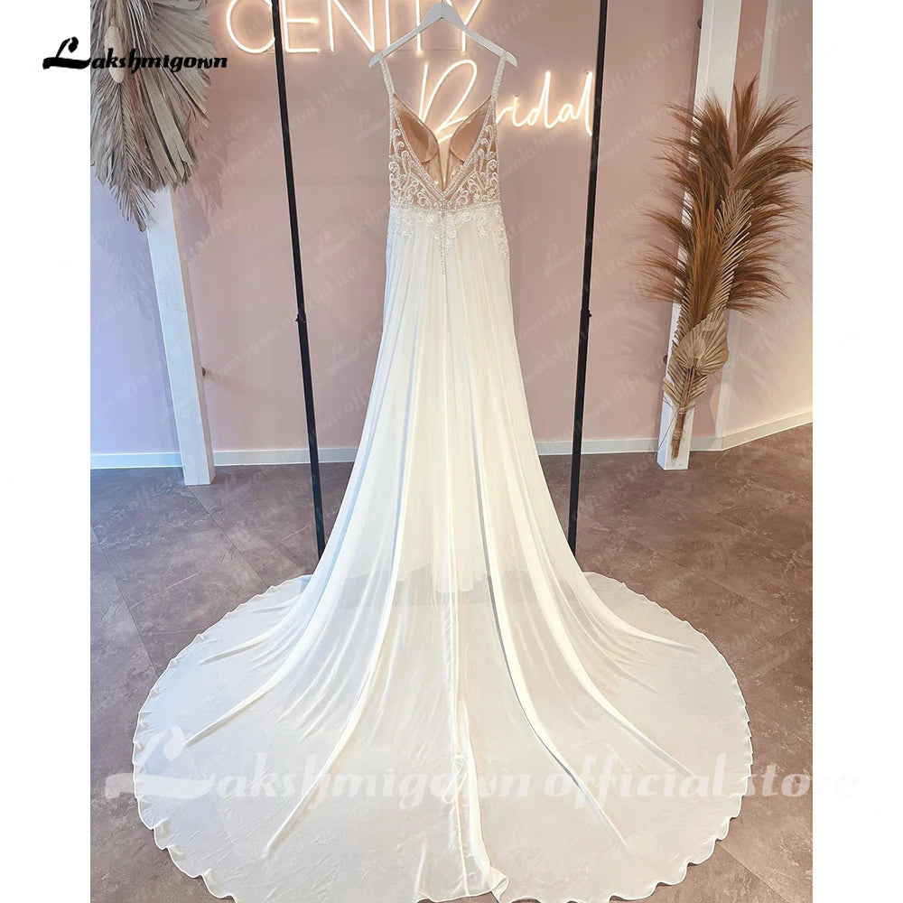 Roycebridal Off White Luxurious Bridal Bohemian Wedding Dress Lace Beads Summer 2025 Sukienka A Line Chiffon Beach Bridal Gowns