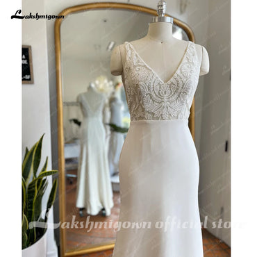 Roycebridal Roycebridal Mermaid Boho Lace Bodice V Neck Wedding Gown for Women 2024 Bridal Receipt Dinner Party Wedding Dress Vestido Novia