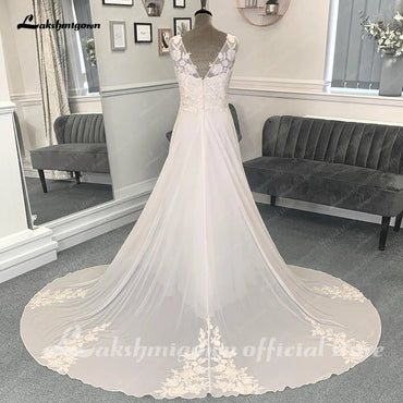 Roycebridal A Line Chiffon Beach Wedding Dress for Women Vestidos de Novia 2025 Elegant Bridal Long Boho Dresses Lace Bodice