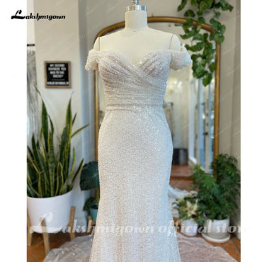 Roycebridal Roycebridal Luxury Mermaid Wedding Dresses Boat Neck Off the Shoulder Vestido Novias Beach Bridal Receipt Dinner Party Gowns