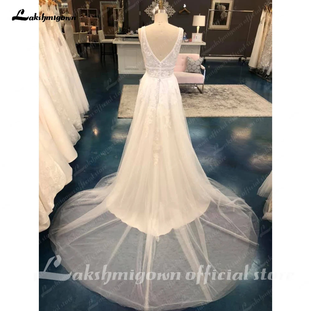 Roycebridal Princess Lace Appliques A Line Wedding Dress for Women 2024 Wedding Gowns V Neck Robe De Mariage Sexy