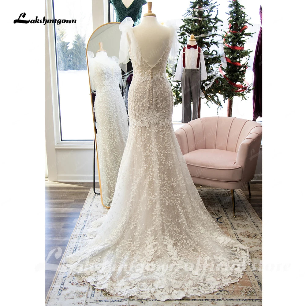 Roycebridal Generous V Neck Mermaid Boho Wedding Dress 2024 suknia slubna Lace Bridal Gown abito da sposa