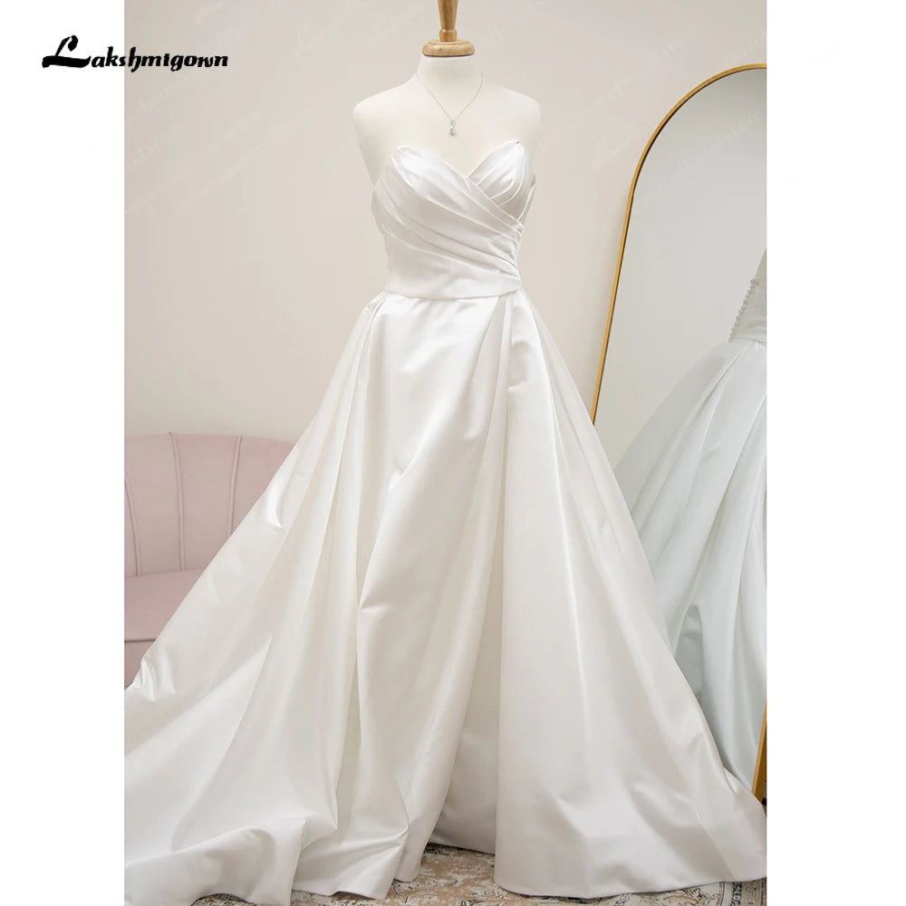 Roycebridal Princess Bridal Satin Wedding Dresses For Women Brautkleider 2024 Sweetheart Pleat Civil Beach Bridal Gowns