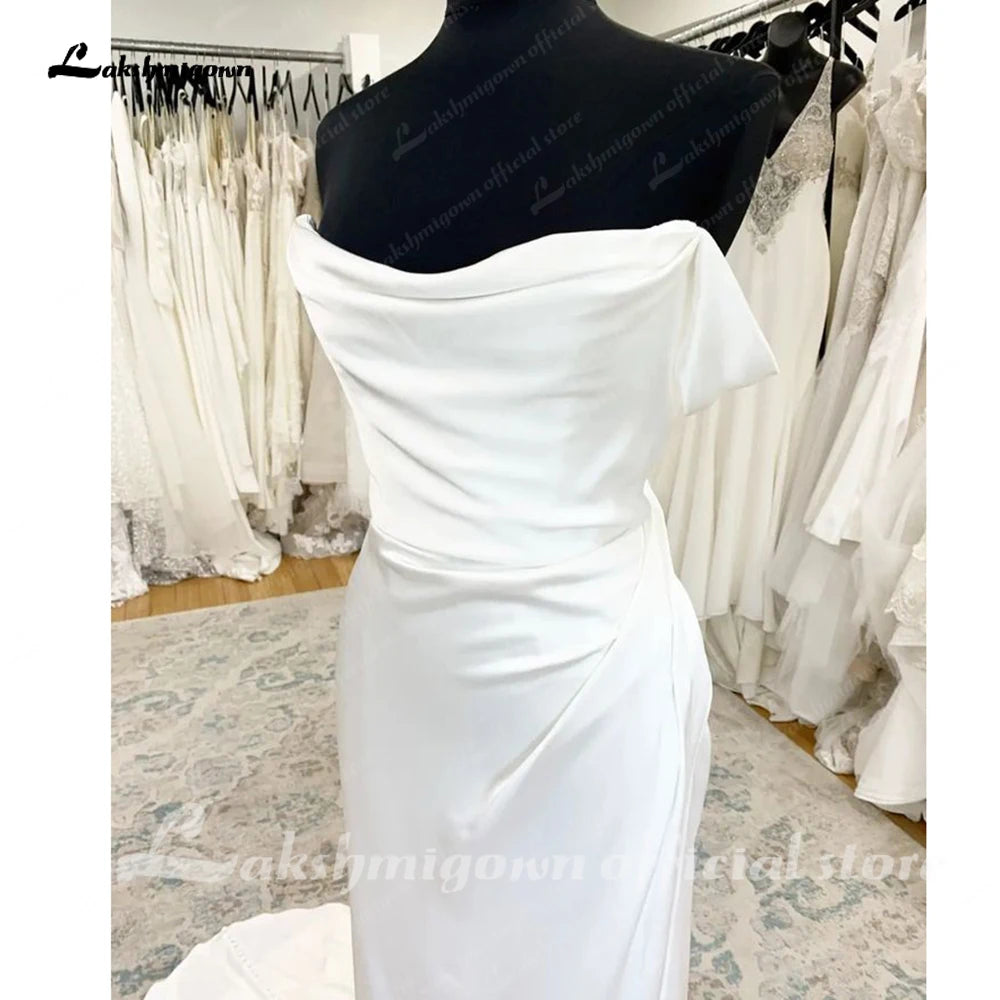 Roycebridal Sexy Soft Satin Sleeveless Wedding Gowns 2025 Off the Shoulder Vestidos Novias Bridal Dress for Women Sweep Train