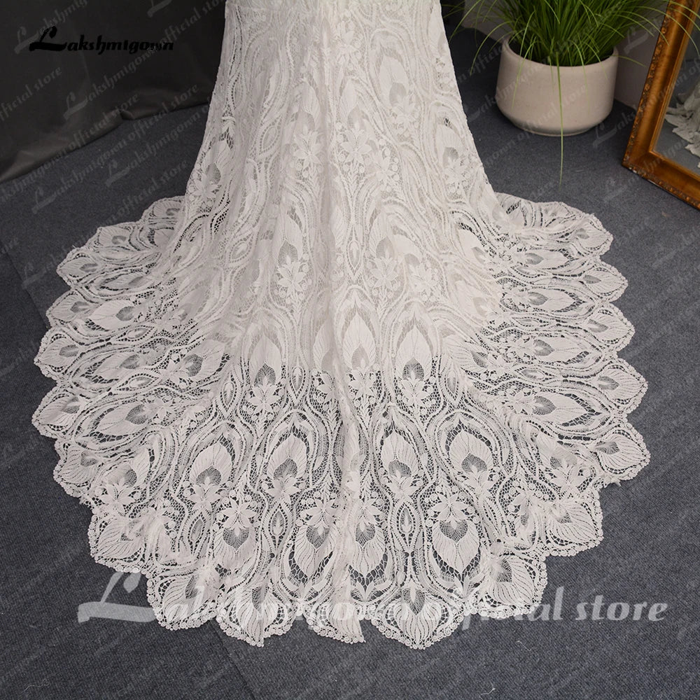 Roycebridal Civil Lace Spaghetti Straps V Neck Boho Women Wedding Dress 2024 Plus Size Bridal Gown Backless vestido de noiva