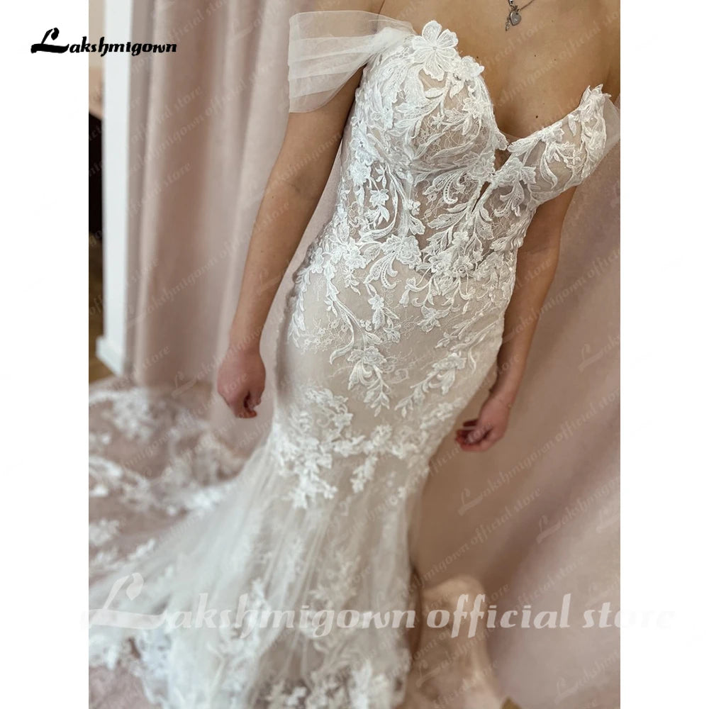 Roycebridal Beach Off White Off Shoulder Boho Wedding Dress 2025 Women Mermaid Bridal Gown vestidos para mujer