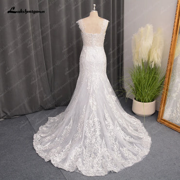 Roycebridal Lace Floral Mermaid Court Train Wedding Dress for Women 2024 Appliques Vestidos Civil Bridal Gown Custom Made