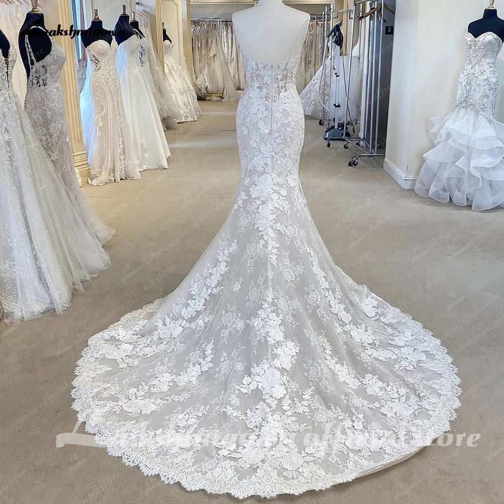 Roycebridal Full Lace Mermaid Wedding Dresses For Women Vestido De Novia 2025 Sweetheart Boho Bridal Gowns Open Back