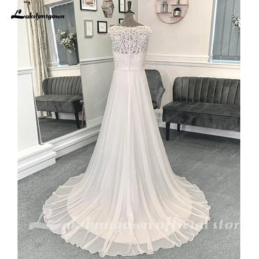 Roycebridal Top Lace Chiffon Women Wedding Dress 2025 Hochzeit Boat Neck Vestidos Civil Bridal Gowns Open Back