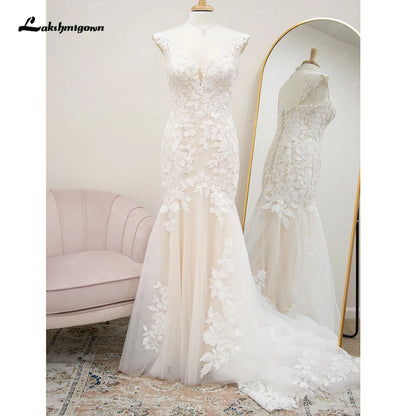 Roycebridal Sexy Women Lace Appliques Mermaid Wedding Dresses 2024 Luxury Princess Champagne Boho Bridal Gowns  V Neck