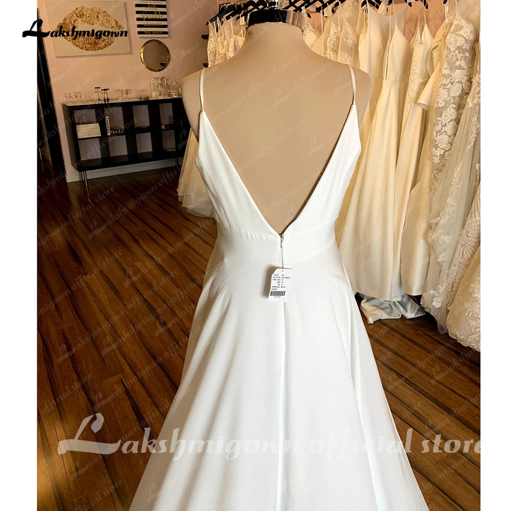 Roycebridal Simple Wedding Dresses 2025 New Arrival V Neck Long Bride Dress High Quality Zipper A-Line Elegant Bridal Gown