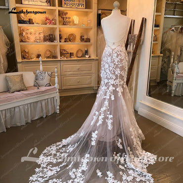 Roycebridal Luxury Mermaid/Trumpet Lace Wedding Dress for Women 2025 Wedding Gowns Spaghetti Straps vestido de boda corte sirena