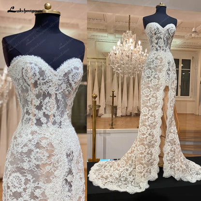 Roycebridal Modest Women Sweetheart Lace Mermaid Wedding Gowns Buttons Illusion Back 2025 Robe Sexy Boho Bridal Dresses