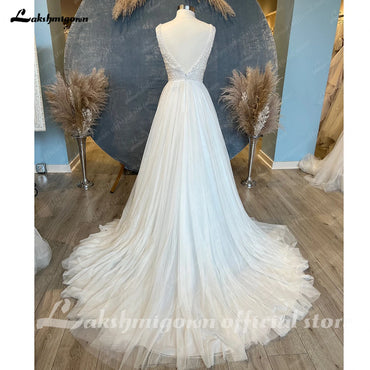 Roycebridal Women A Line Wedding Dress Boho Vestidos de Fiesta de Noche Tulle Beach Wedding Dress Robe Bridal Gown