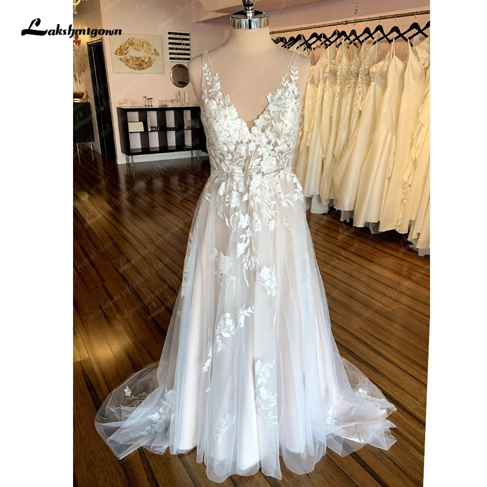 Roycebridal Robe Civil Boho Lace Floral Beach Backless Wedding Dress for Women 2025 Bridal Gown hochzeitskleid