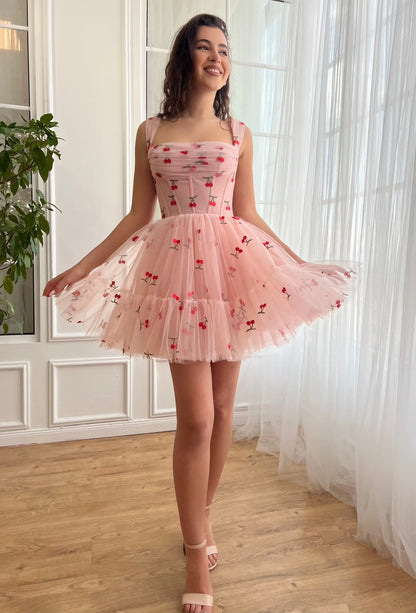 Tulle Mini Short Homecoming Dresses V-Neck Prom Dress 2024 Sweet Cute Formal Cocktail Dress Sleeveless Backless Ball Gowns