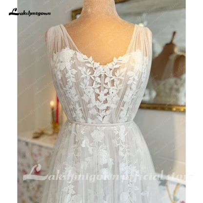 Roycebridal Princess Boho Wedding Dress Beach 2024 Vintage Lace Appliques Tulle A Line Bridal Gowns V Neck vestidos novias boda