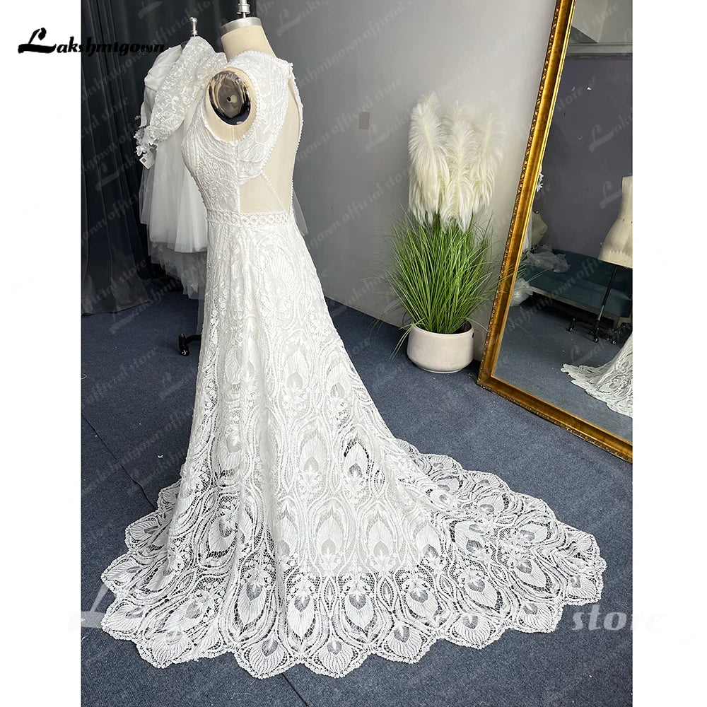 Roycebridal Full Lace A Line Ivory Wedding Dress Open Back 2025 Sweep/ Brush Train Bridal Gowns sukienka na wesele