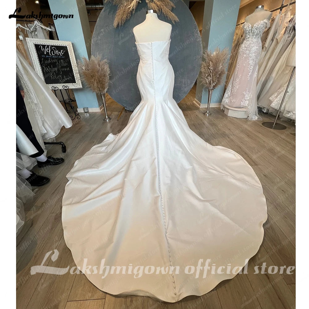 Roycebridal Plus Size Mikado Satin Mermaid Wedding Dress For Women 2025 Vestidos Elegant Bridal Beach Boho Wedding Gowns