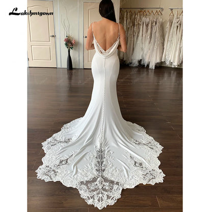 Roycebridal Backless Mermaid Wedding Dresses 2025 Illusion Bodice Bohemian Chapel Train Lace Bridal Gowns vestido de boda