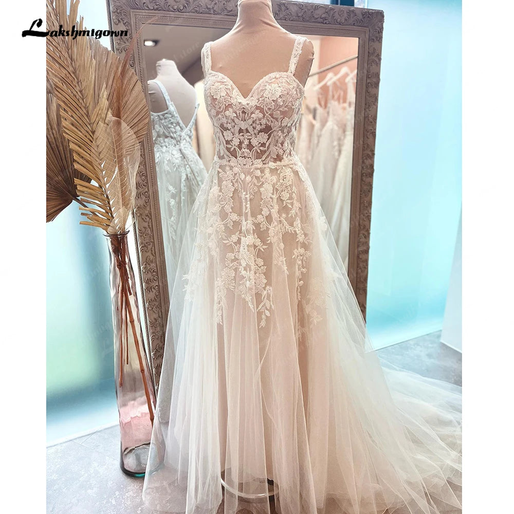 Roycebridal A Line Boho Lace Open Back Women Wedding Dress 2025 Vestidos Beach Bridal Gowns Sleeveless abito da sposa