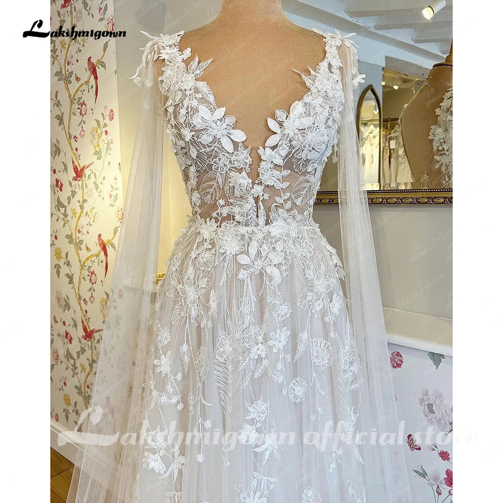 Roycebridal Lace Appliques Wedding Dress 2024 with Wraps Vestidos Garden A Line Backless Bridal Gowns vestido largo invitada bod