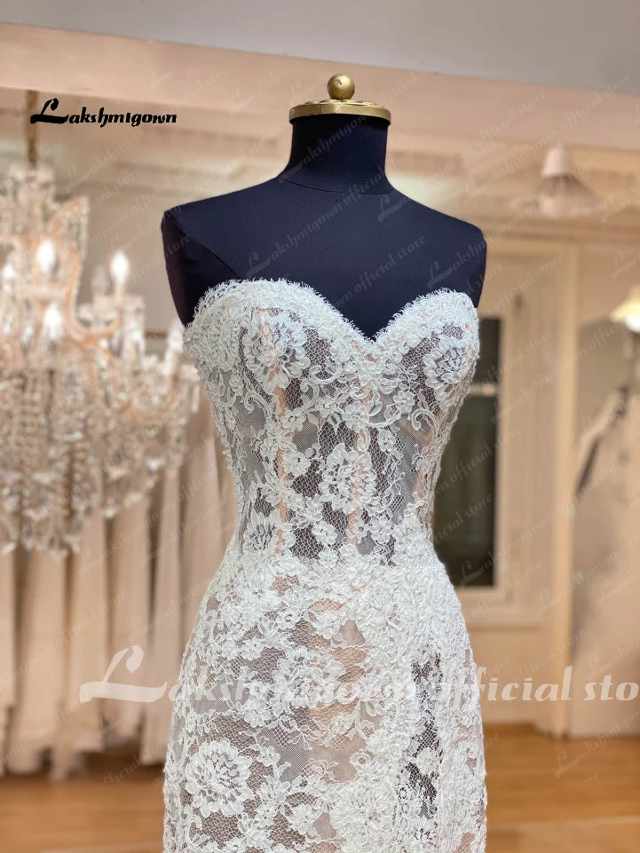 Roycebridal Modest Women Sweetheart Lace Mermaid Wedding Gowns Buttons Illusion Back 2025 Robe Sexy Boho Bridal Dresses