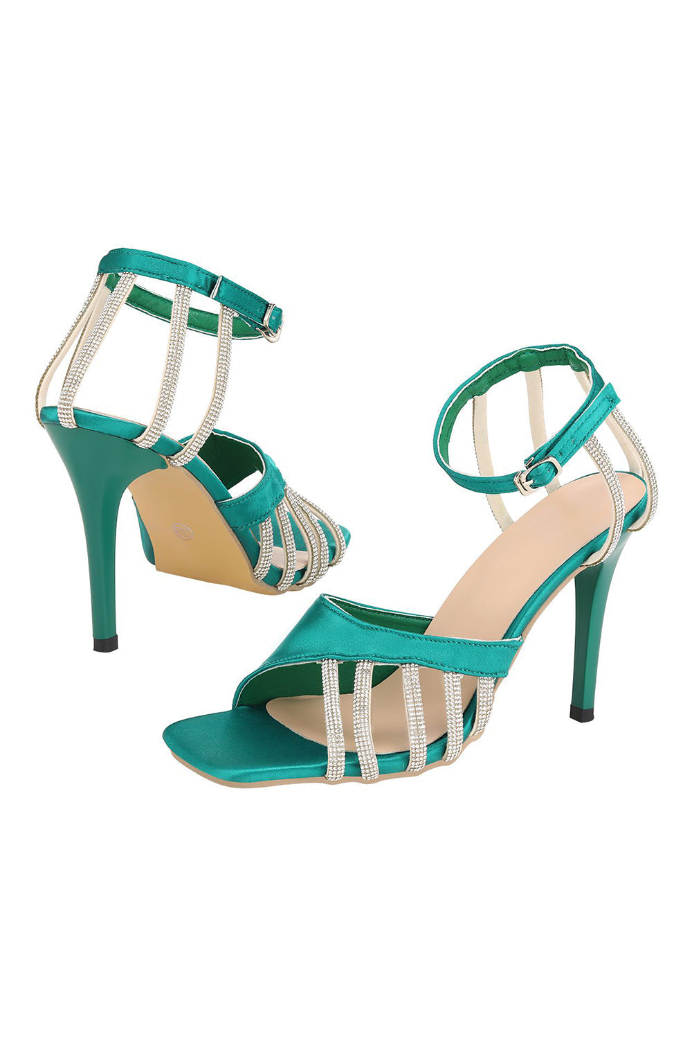 Roycebridal Green Buckle Fish Mouth High Heel Shoes