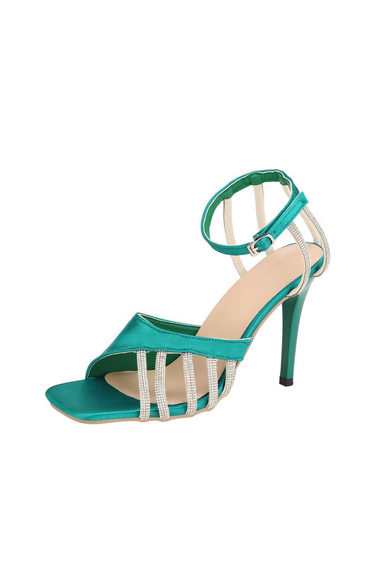 Roycebridal Green Buckle Fish Mouth High Heel Shoes