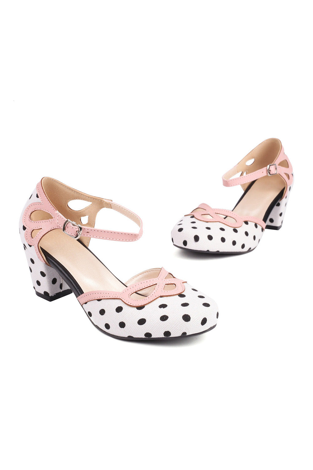 Roycebridal Stripe & Polka Dots Buckled High Heel Shoes