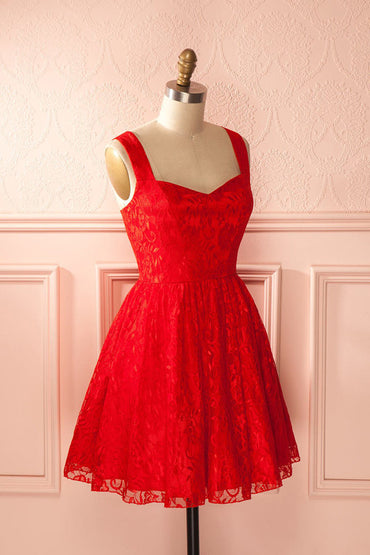 Red Curve Sleeveless Appliques Short Homecoming Dresses