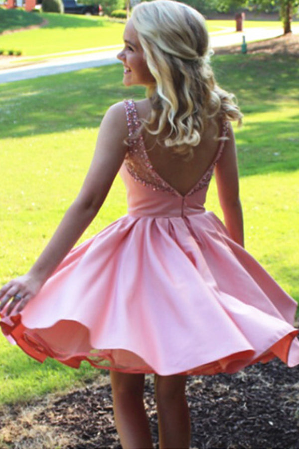 Roycebridal Sleeveless Beading Backless Short Prom Dresses