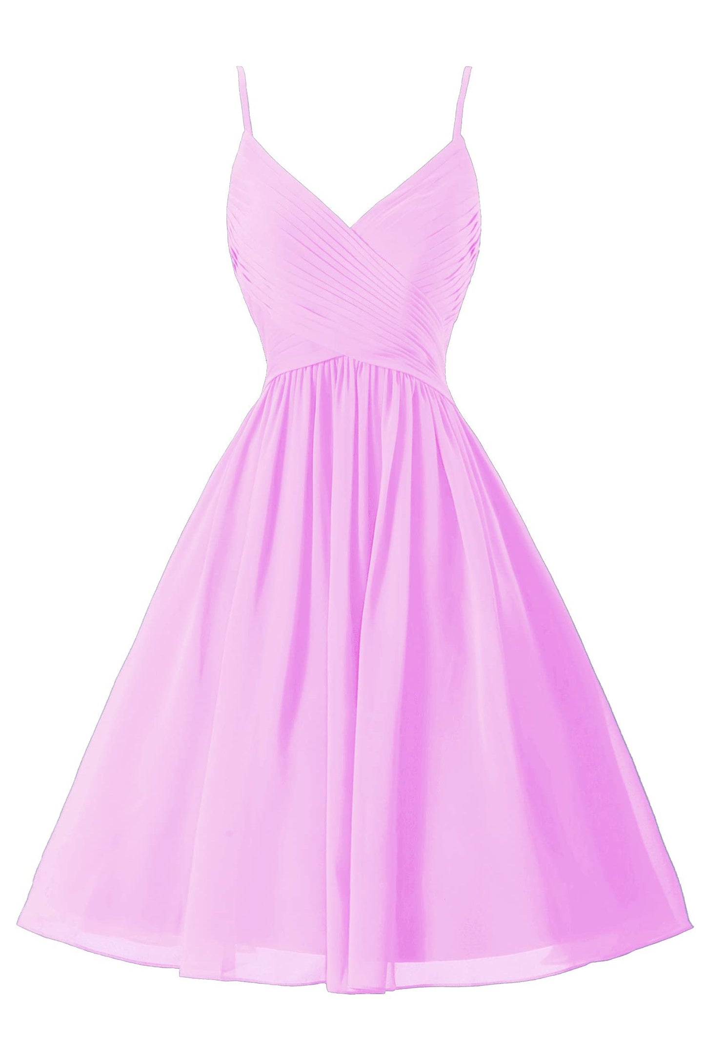 Roycebridal Spaghetti Straps Sleeveless A Line Chiffon Short Prom Dresses With Pockets