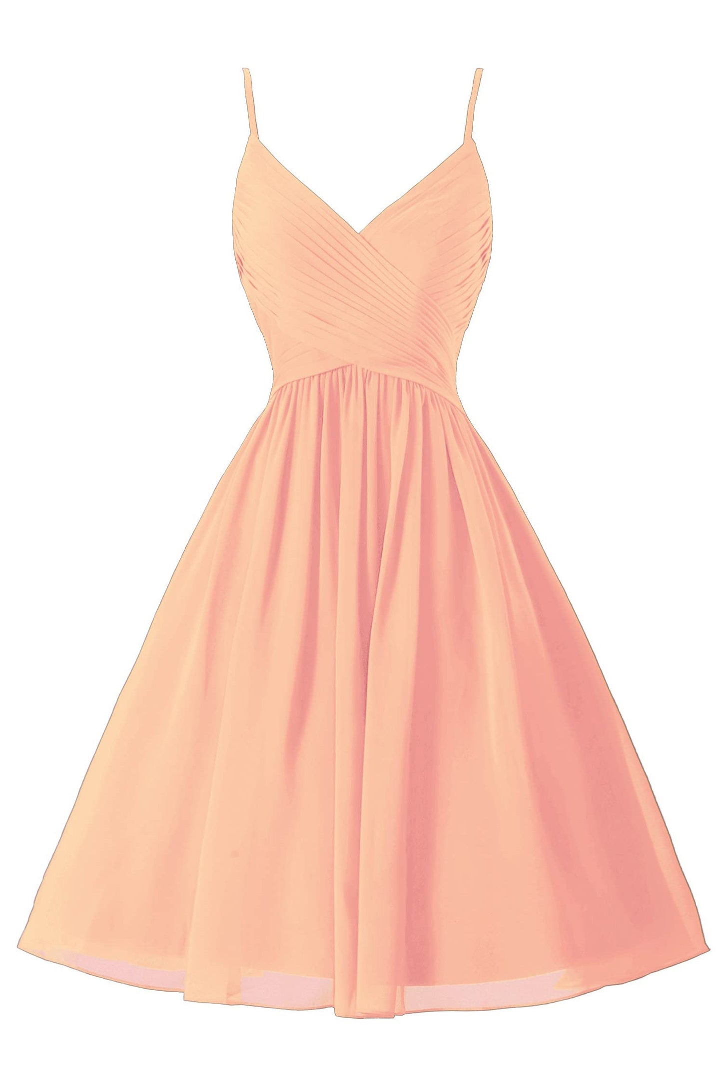 Roycebridal Spaghetti Straps Sleeveless A Line Chiffon Short Prom Dresses With Pockets