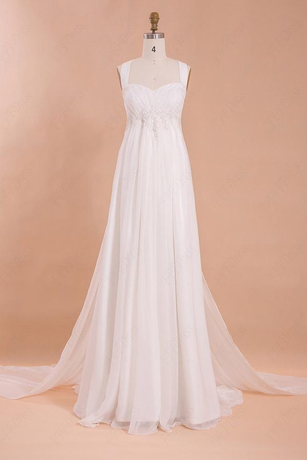 Roycebridal Charming Chiffon Beach Wedding Dress, Halter Floor-Length Wedding Dresses, MW120