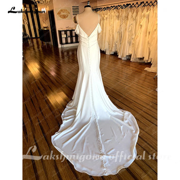 Roycebridal Soft Satin Boho Wedding Dress with V Neck 2025 Bridal Gowns Spaghetti Straps suknia slubna hochzeitskleid