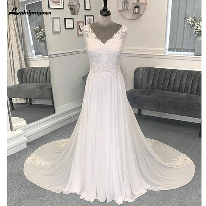 Roycebridal A Line Chiffon Beach Wedding Dress for Women Vestidos de Novia 2025 Elegant Bridal Long Boho Dresses Lace Bodice