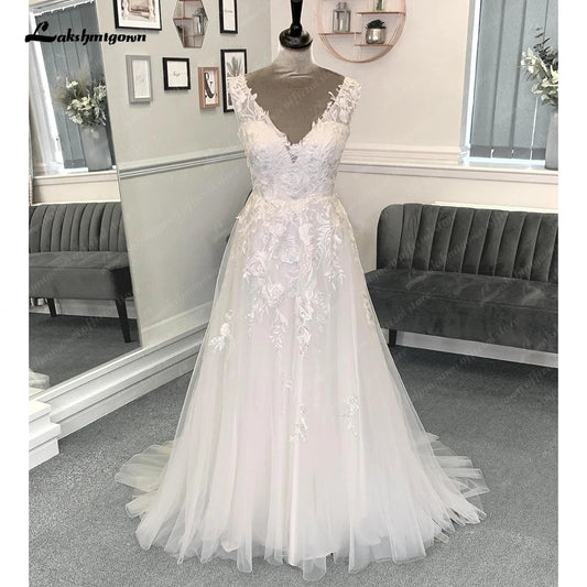 Roycebridal Beach Wedding Dresses 2025 A-Line Sleeveless Lace With Appliques 2025 Spring & Summer Bridal Gown