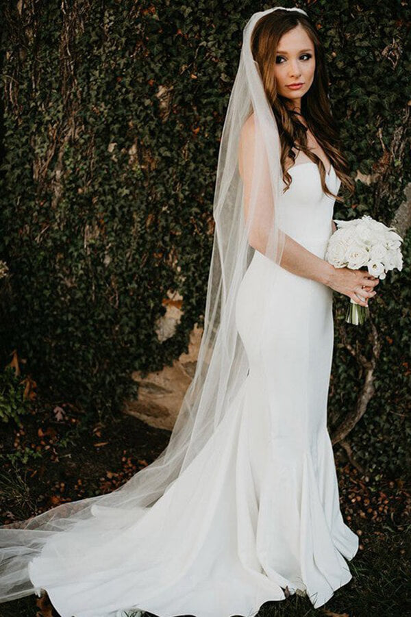 white satin wedding dresses | simple mermaid bridal gown | cheap wedding dresses near me | www.musebridals.com