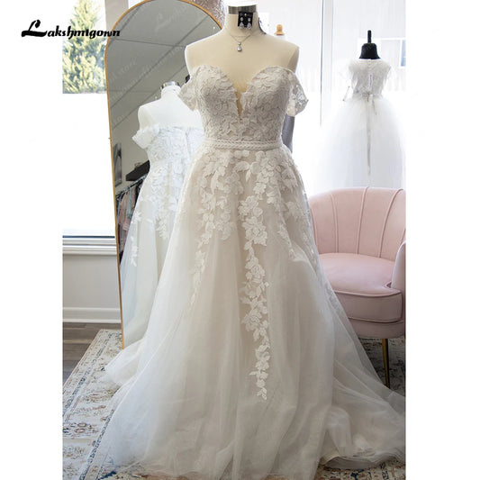 Roycebridal Vinatge Off Shoulder Lace Floral Wedding Dress for Bride 2024 Wedding Gown Custom Made Women hochzeitskleid