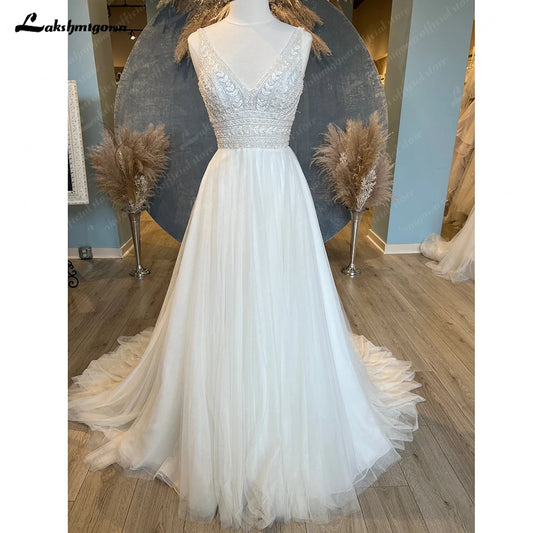 Roycebridal Women A Line Wedding Dress Boho Vestidos de Fiesta de Noche Tulle Beach Wedding Dress Robe Bridal Gown