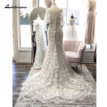 Roycebridal Bohemian Lace Wedding Dress 2024 Hochzeitskleider Spaghetti Straps Civil Mermaid Bridal Gowns For Beach Summer