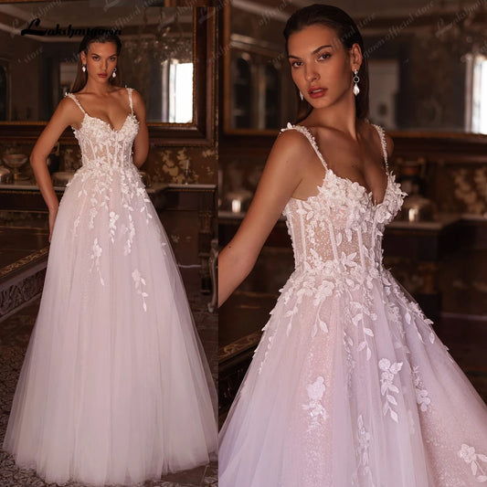 Roycebridal Roycebridal Lace Boho A Line Beach Wedding Dress for Women 2024 Wedding Gown for Bride vestido casamento civil