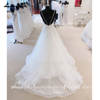 Roycebridal Ivory Wedding Dresses For Women V-Neck Tiered Tulle A-Line Long Wedding Gowns Luxury Sexy Bride Dress vestidos