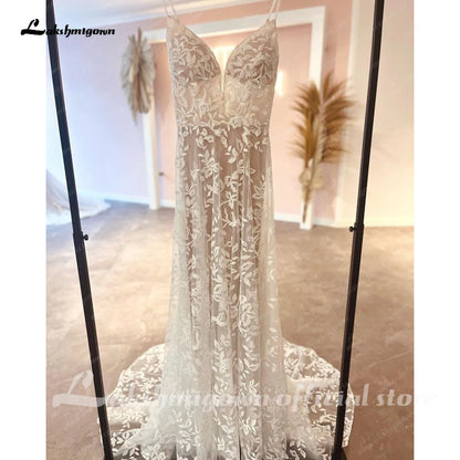 Roycebridal Luxury Lace Wedding Dress For Women Spaghetti Straps Boho Style 2025 Sexy A Line Beach Bridal Gowns