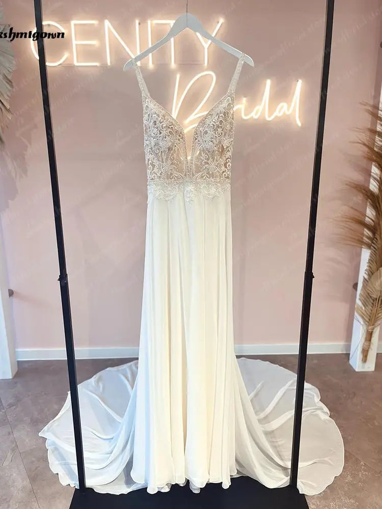 Roycebridal Off White Luxurious Bridal Bohemian Wedding Dress Lace Beads Summer 2025 Sukienka A Line Chiffon Beach Bridal Gowns