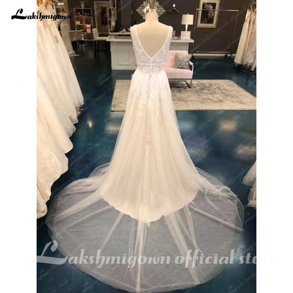 Roycebridal Princess Lace Appliques A Line Wedding Dress for Women Wedding Gowns V Neck Robe De Mariage Sexy