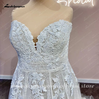 Roycebridal Women Glitter Wedding Dress Sweetheart 2025 Sparkly Bridal Boho Wedding Gowns Lace Appliques vestidos para mujer