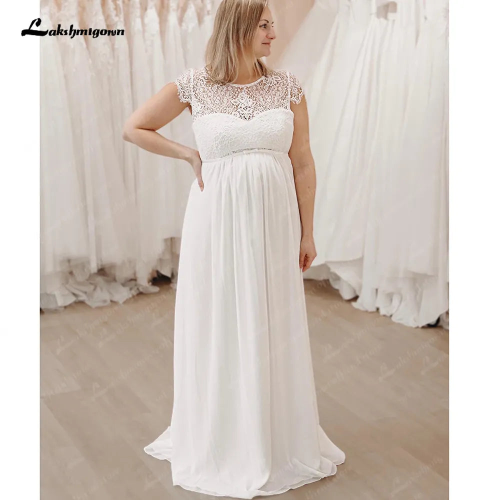 Maternity Chiffon Wedding Dresses 2025 V Neck Bohemian Pregnant Bridal Gowns Sweep Train Elegant Simple Robe De Mariage